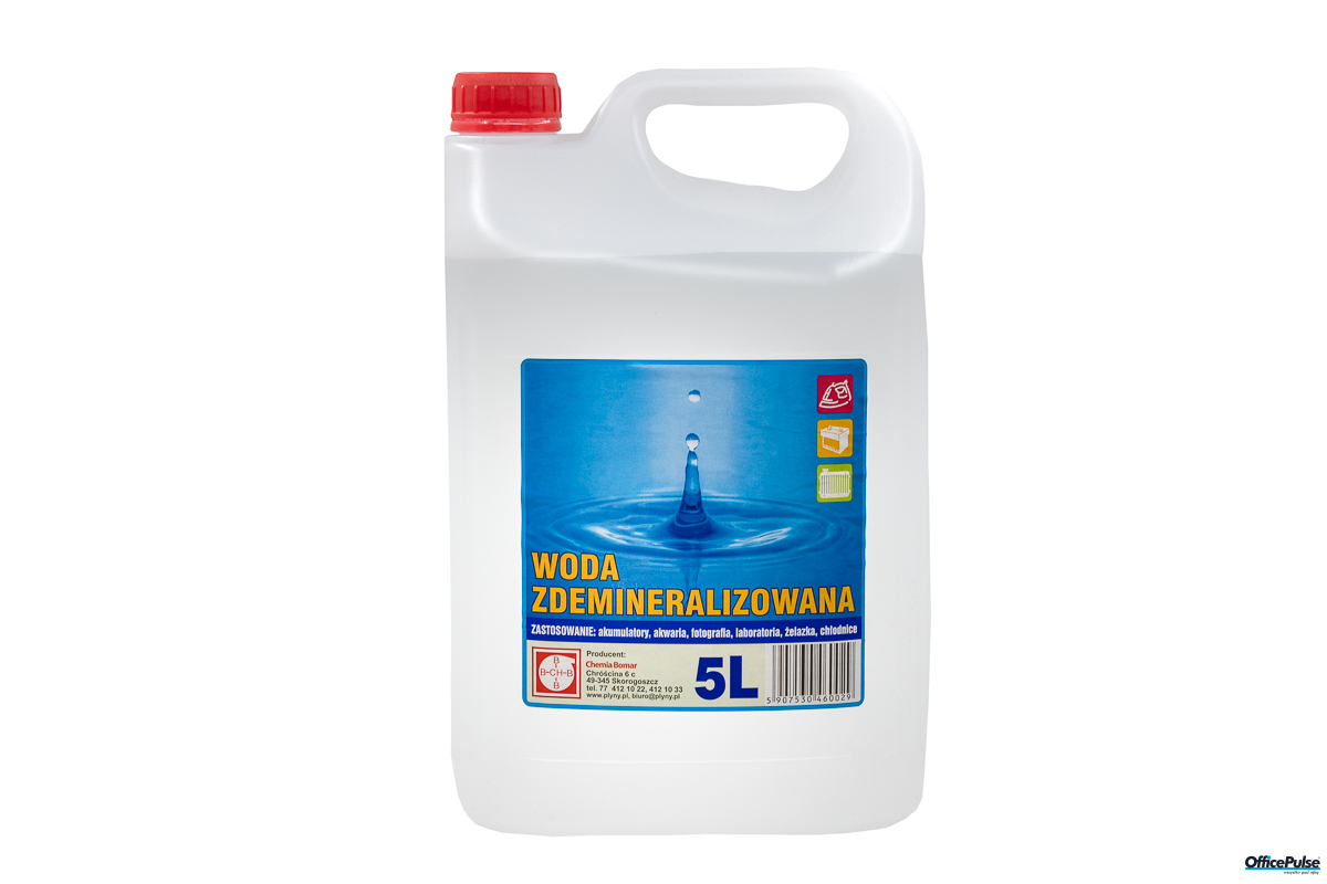 Woda destylowana. Przeznaczona jest do akwariów, żelazek, akumulatorów , fotografii, laboratoriów.